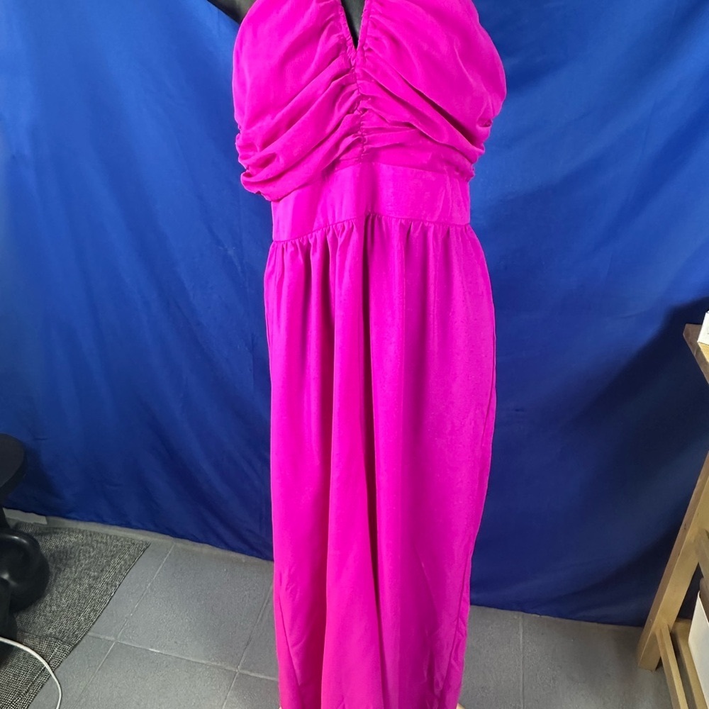 Flying Tomato Pink Ruched Halter Jumpsuit